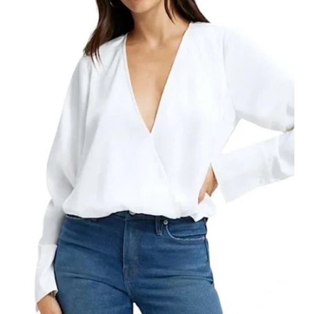 Good American Ivory Satin Blouse NWT Sz. 3 (US L)